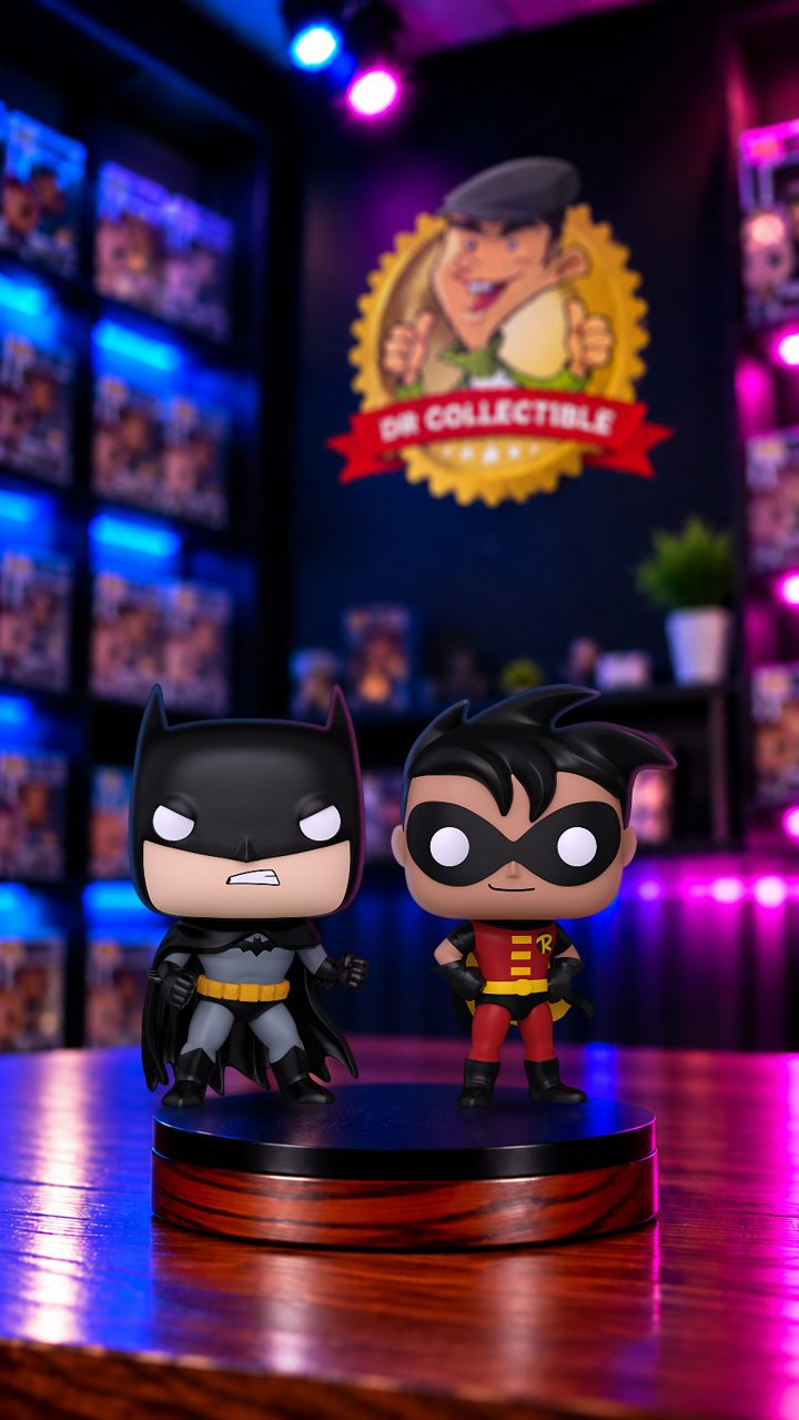 A DrCollectible figure in the store's themed studio scene
