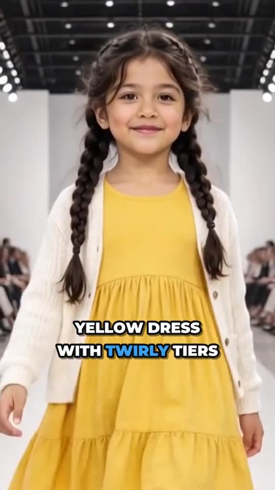 AI fashion model made with Launch Desk: Yellow dress, twirly tiers